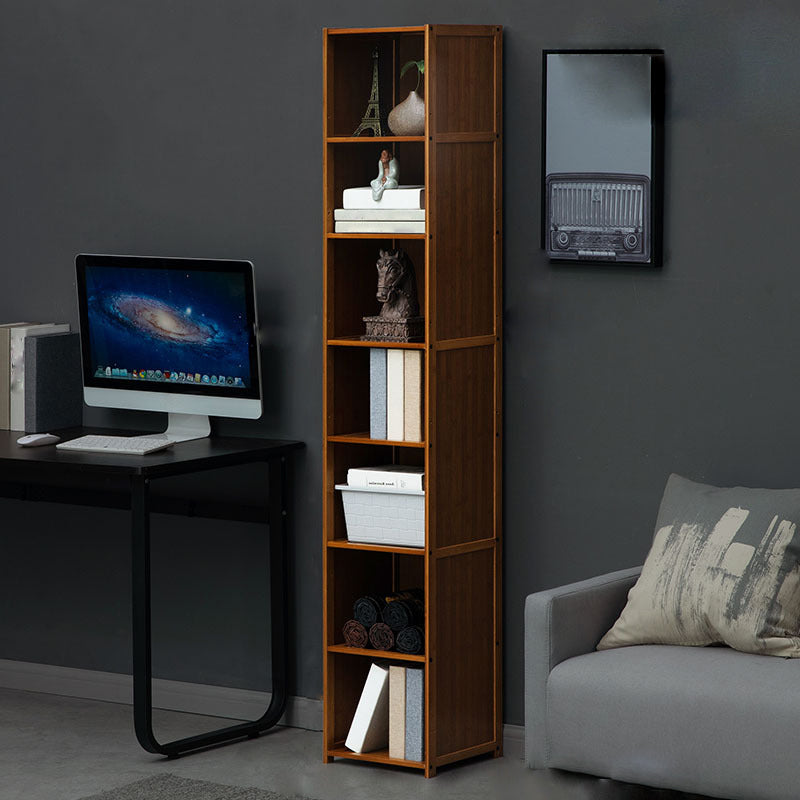 12" W Vertical Wooden Bookshelf Modern Closed Storage Bookcase