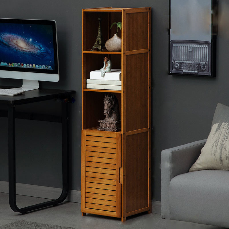 12" W Vertical Wooden Bookshelf Modern Closed Storage Bookcase