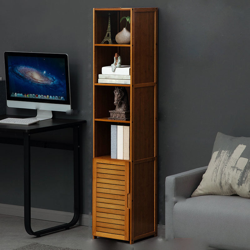 12" W Vertical Wooden Bookshelf Modern Closed Storage Bookcase