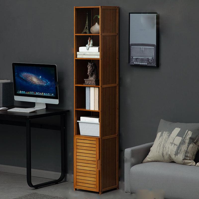 12" W Vertical Wooden Bookshelf Modern Closed Storage Bookcase