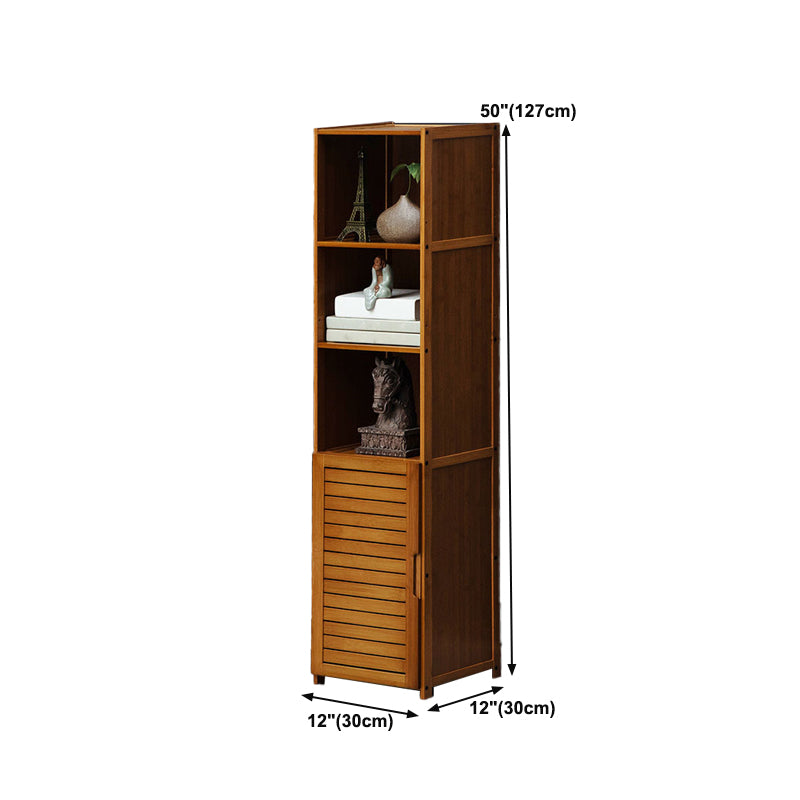 12" W Vertical Wooden Bookshelf Modern Closed Storage Bookcase