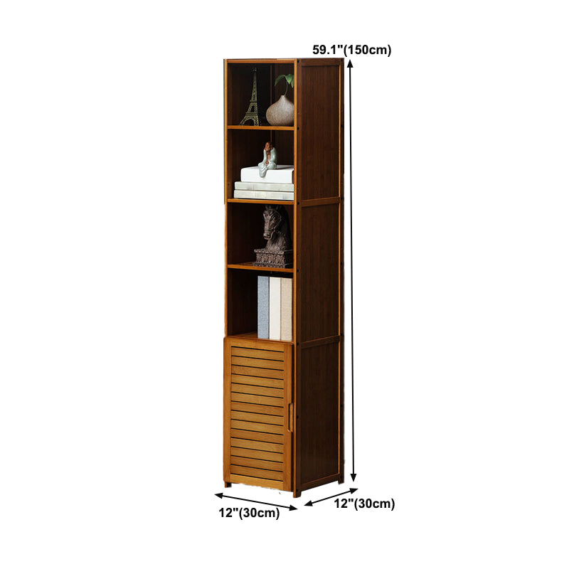 12" W Vertical Wooden Bookshelf Modern Closed Storage Bookcase