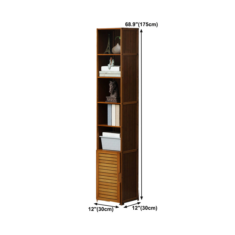12" W Vertical Wooden Bookshelf Modern Closed Storage Bookcase