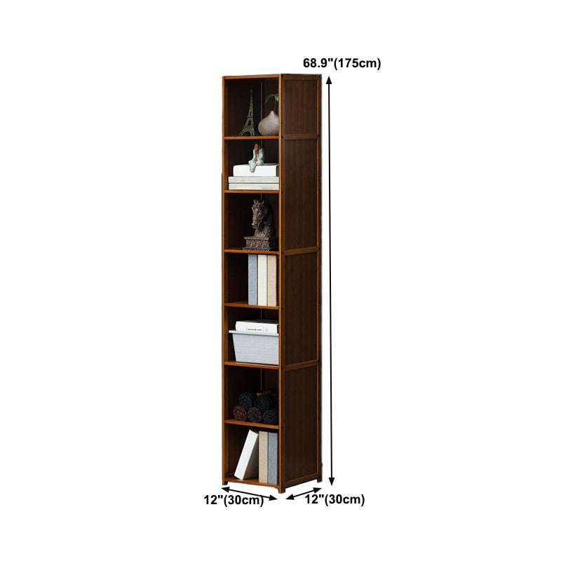 12" W Vertical Wooden Bookshelf Modern Closed Storage Bookcase