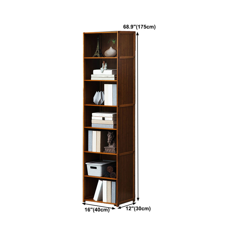 12" W Vertical Wooden Bookshelf Modern Closed Storage Bookcase