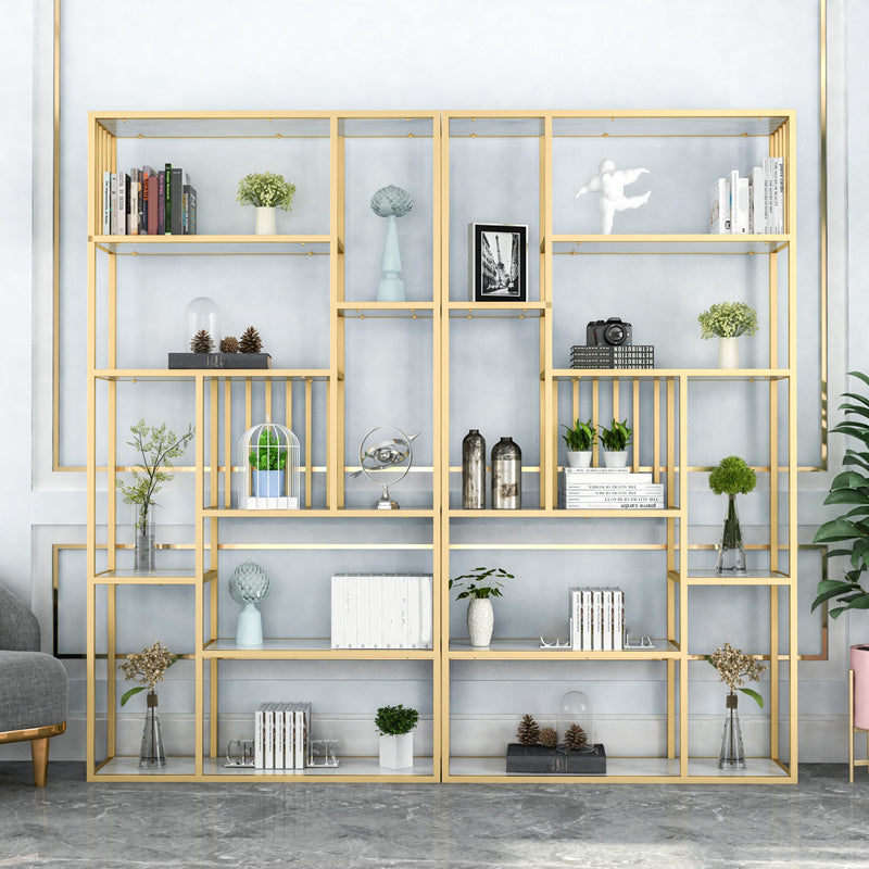 Modern Metal Bookcase with Rectangular Shelves Etagere Bookshelf , 9.8" W X 78.7" H
