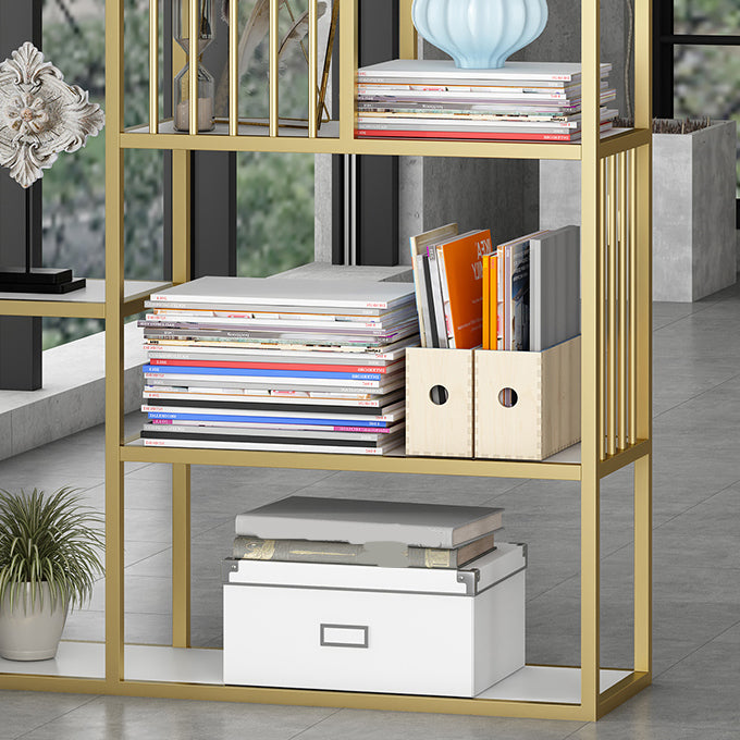 Modern Metal Bookcase with Rectangular Shelves Etagere Bookshelf , 9.8" W X 78.7" H