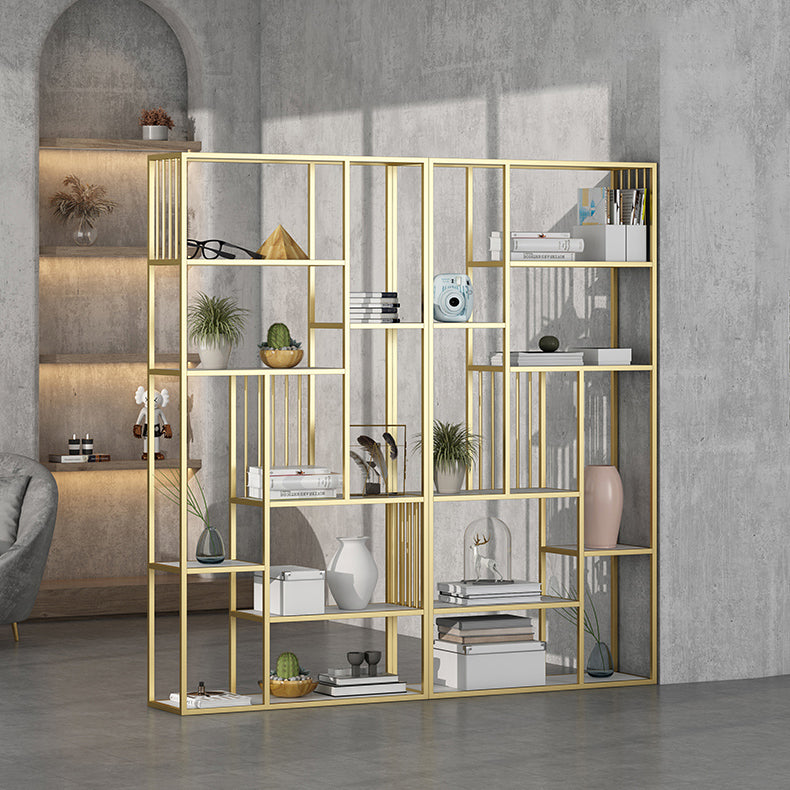 Modern Metal Bookcase with Rectangular Shelves Etagere Bookshelf , 9.8" W X 78.7" H