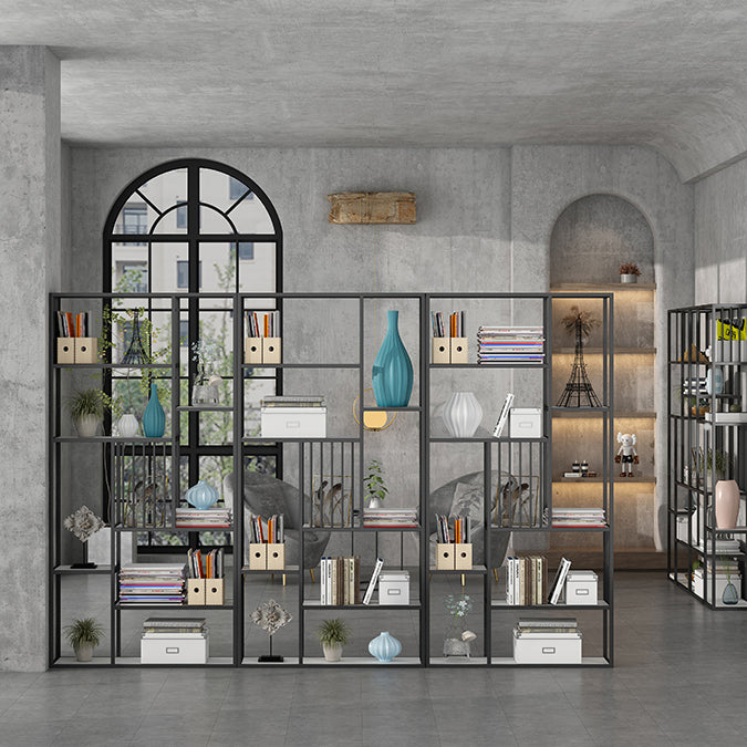 Modern Metal Bookcase with Rectangular Shelves Etagere Bookshelf , 9.8" W X 78.7" H