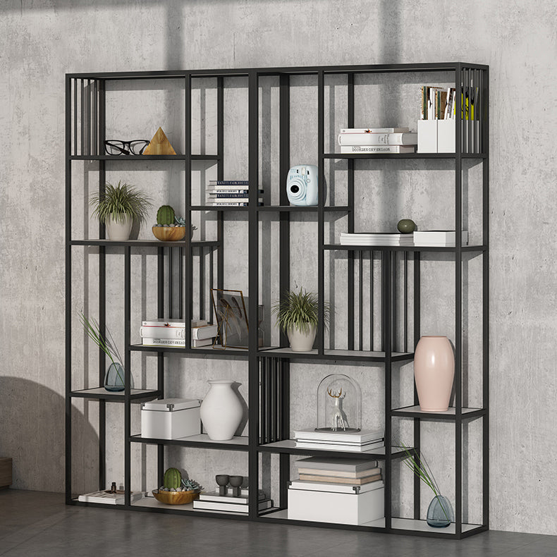 Modern Metal Bookcase with Rectangular Shelves Etagere Bookshelf , 9.8" W X 78.7" H
