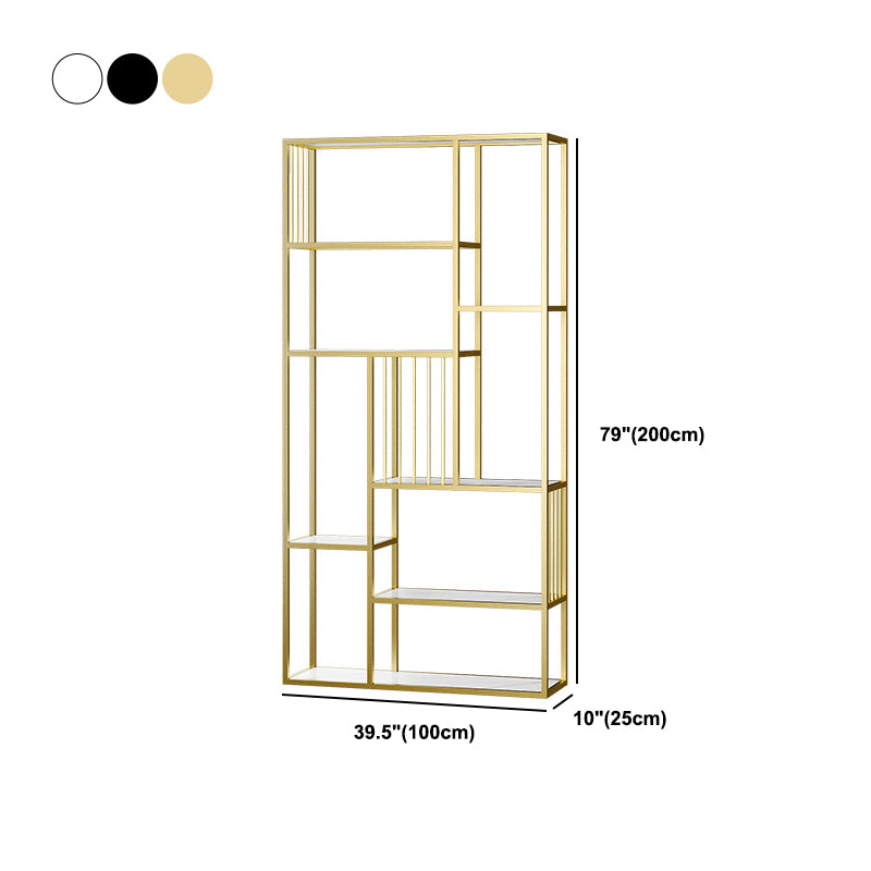 Modern Metal Bookcase with Rectangular Shelves Etagere Bookshelf , 9.8" W X 78.7" H