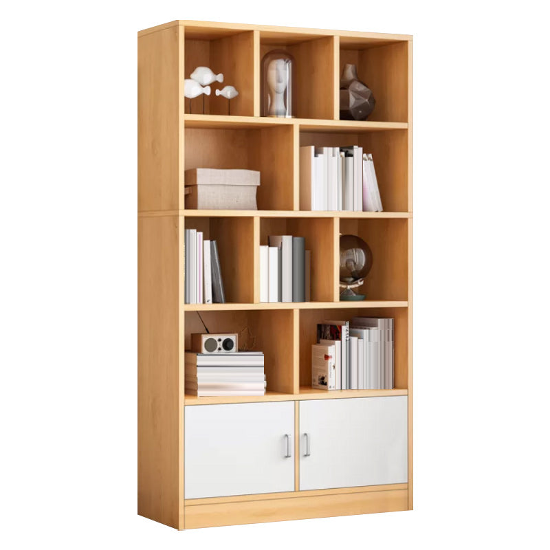 Modern Style Standard Bookcase with Doors Engineered Wood Bookshelf for Living Room