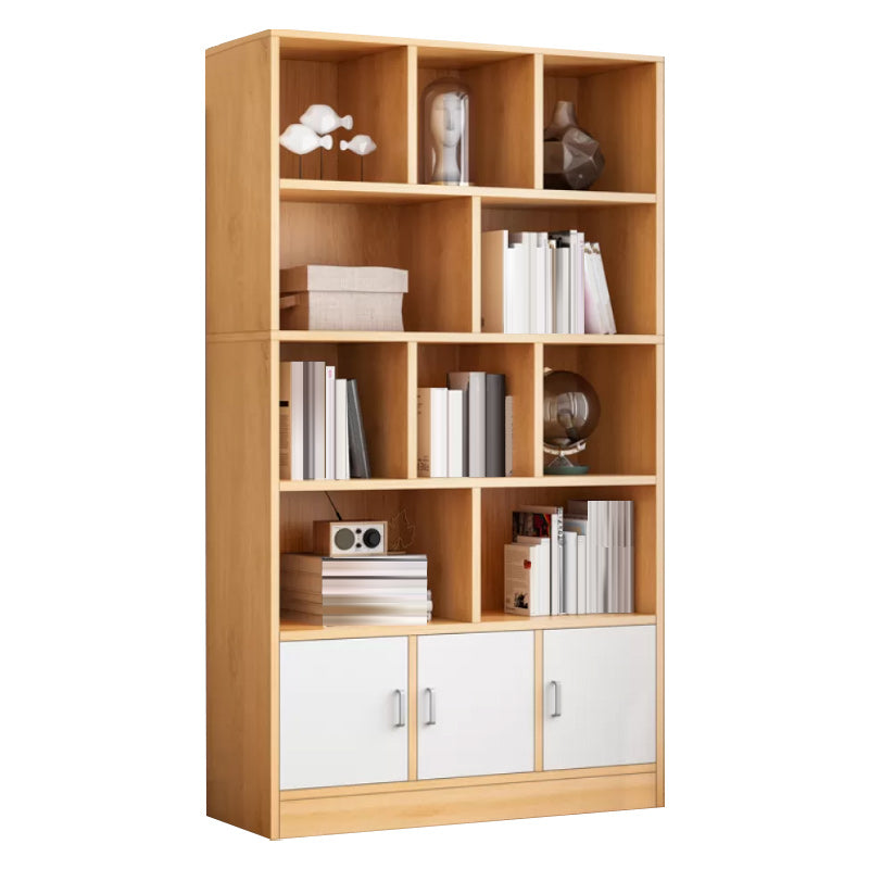 Modern Style Standard Bookcase with Doors Engineered Wood Bookshelf for Living Room