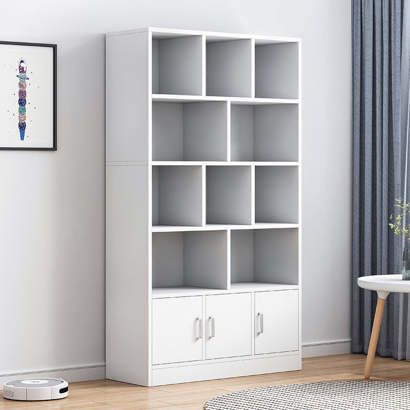 Modern Style Standard Bookcase with Doors Engineered Wood Bookshelf for Living Room