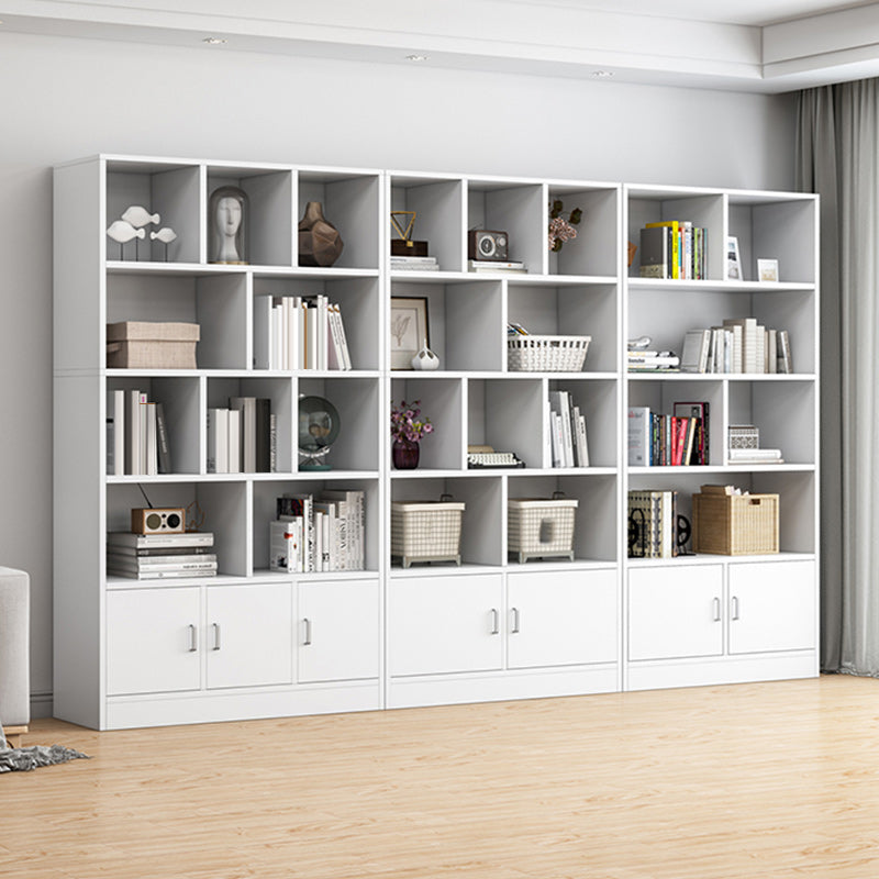 Modern Style Standard Bookcase with Doors Engineered Wood Bookshelf for Living Room