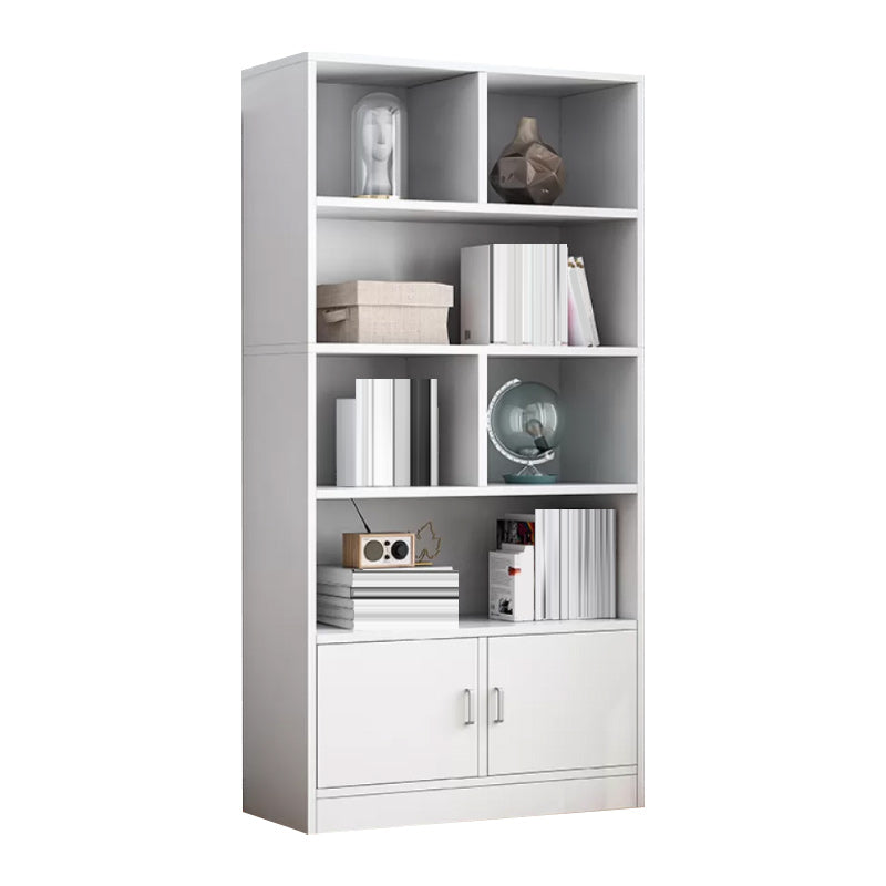 Modern Style Standard Bookcase with Doors Engineered Wood Bookshelf for Living Room