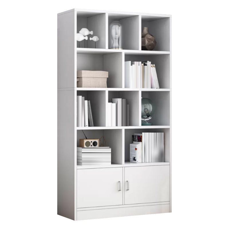 Modern Style Standard Bookcase with Doors Engineered Wood Bookshelf for Living Room