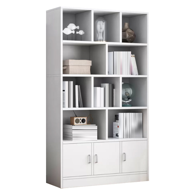 Modern Style Standard Bookcase with Doors Engineered Wood Bookshelf for Living Room