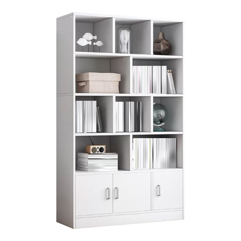 Modern Style Standard Bookcase with Doors Engineered Wood Bookshelf for Living Room