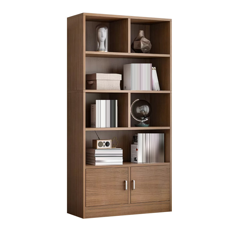 Modern Style Standard Bookcase with Doors Engineered Wood Bookshelf for Living Room