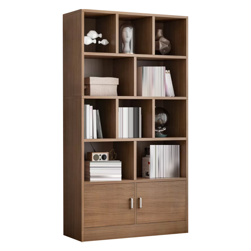 Modern Style Standard Bookcase with Doors Engineered Wood Bookshelf for Living Room