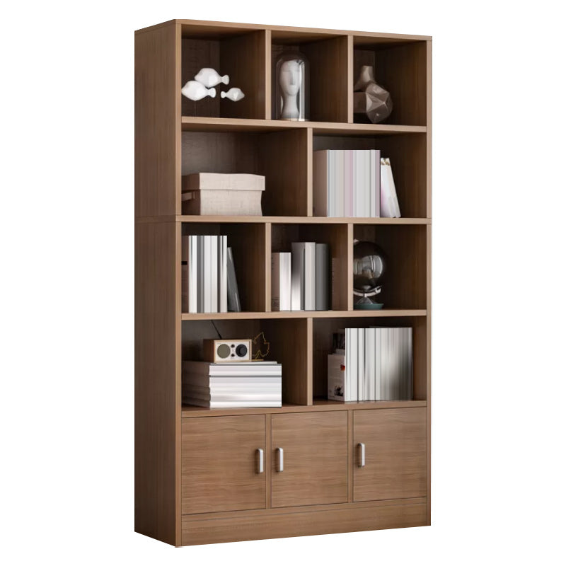 Modern Style Standard Bookcase with Doors Engineered Wood Bookshelf for Living Room