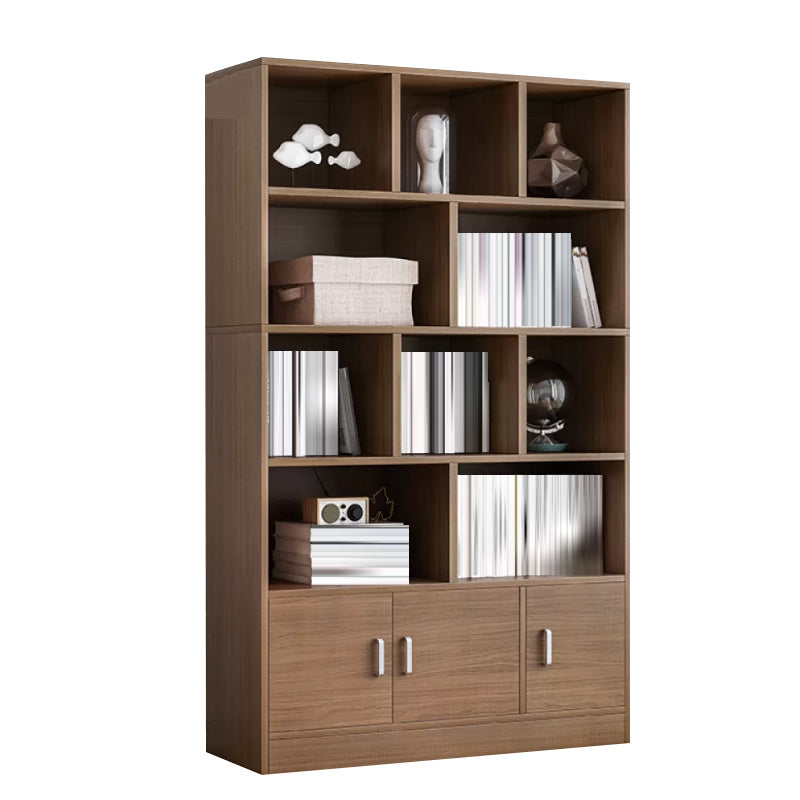 Modern Style Standard Bookcase with Doors Engineered Wood Bookshelf for Living Room