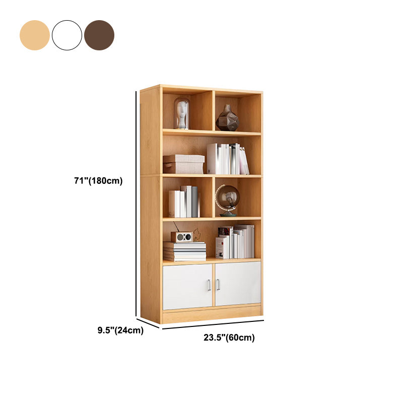 Modern Style Standard Bookcase with Doors Engineered Wood Bookshelf for Living Room
