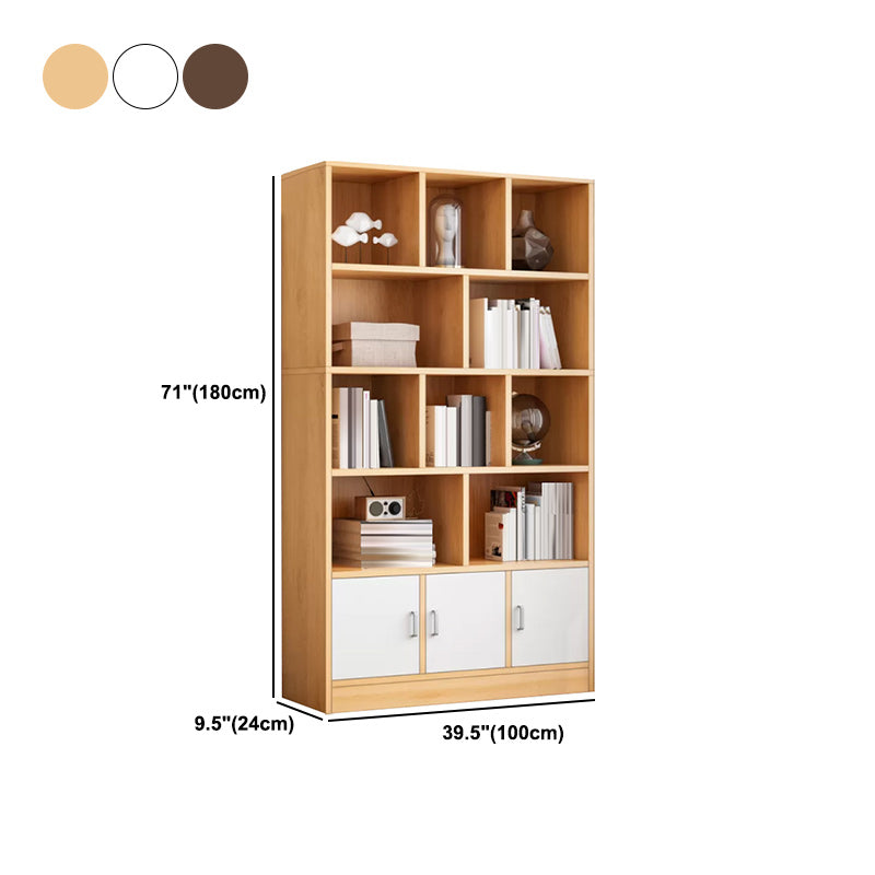 Modern Style Standard Bookcase with Doors Engineered Wood Bookshelf for Living Room