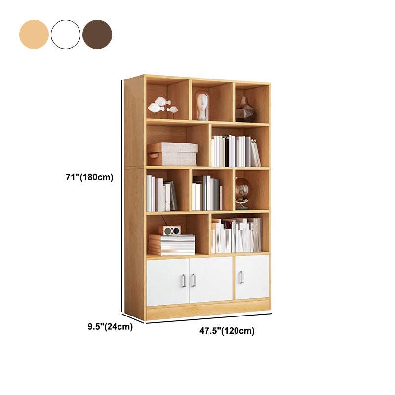 Modern Style Standard Bookcase with Doors Engineered Wood Bookshelf for Living Room