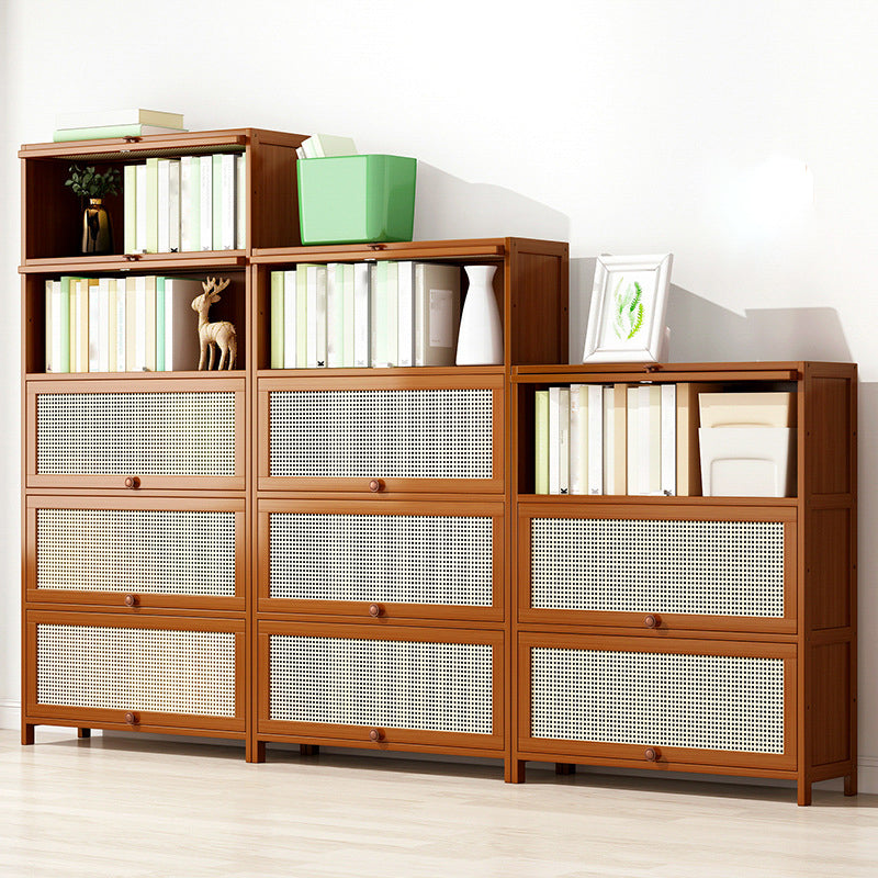 12.5" W Bamboo Bookshelf Modern Closed Storage Bookcase for Home Office
