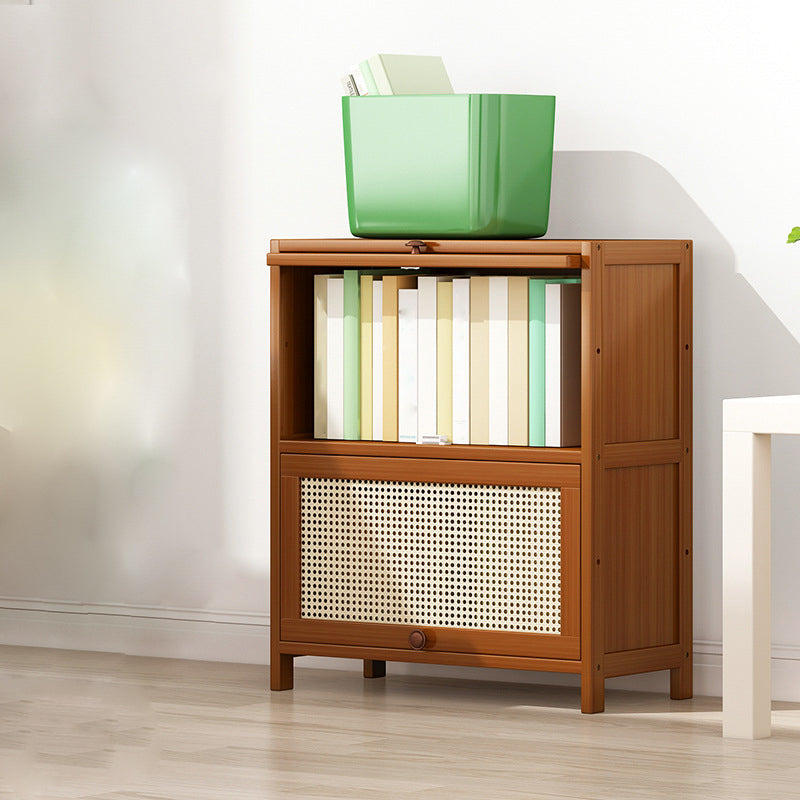 12.5" W Bamboo Bookshelf Modern Closed Storage Bookcase for Home Office