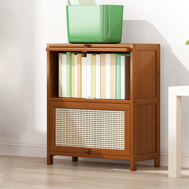 12.5" W Bamboo Bookshelf Modern Closed Storage Bookcase for Home Office