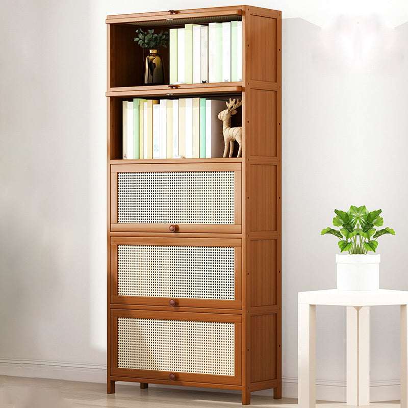 12.5" W Bamboo Bookshelf Modern Closed Storage Bookcase for Home Office
