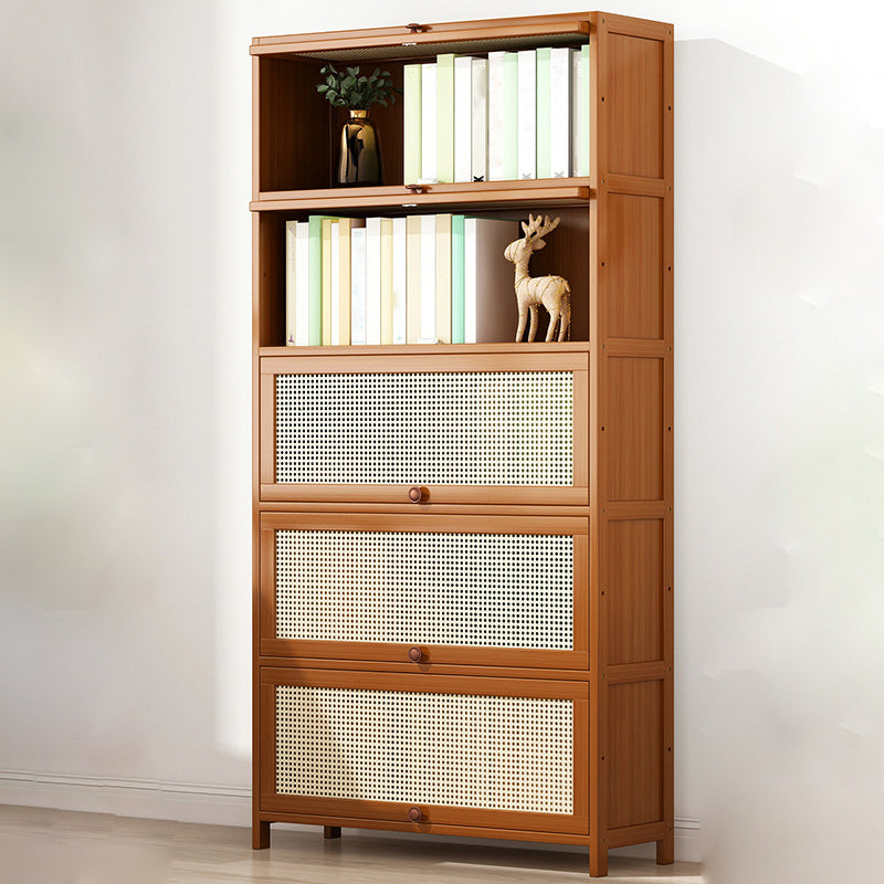 12.5" W Bamboo Bookshelf Modern Closed Storage Bookcase for Home Office