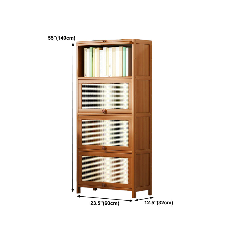 12.5" W Bamboo Bookshelf Modern Closed Storage Bookcase for Home Office