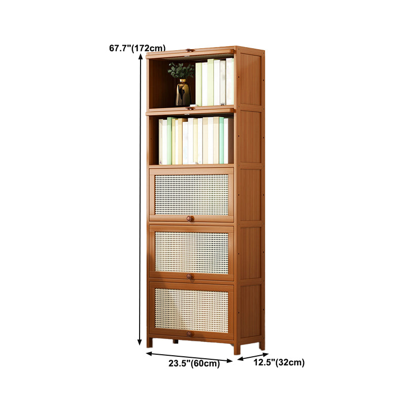 12.5" W Bamboo Bookshelf Modern Closed Storage Bookcase for Home Office