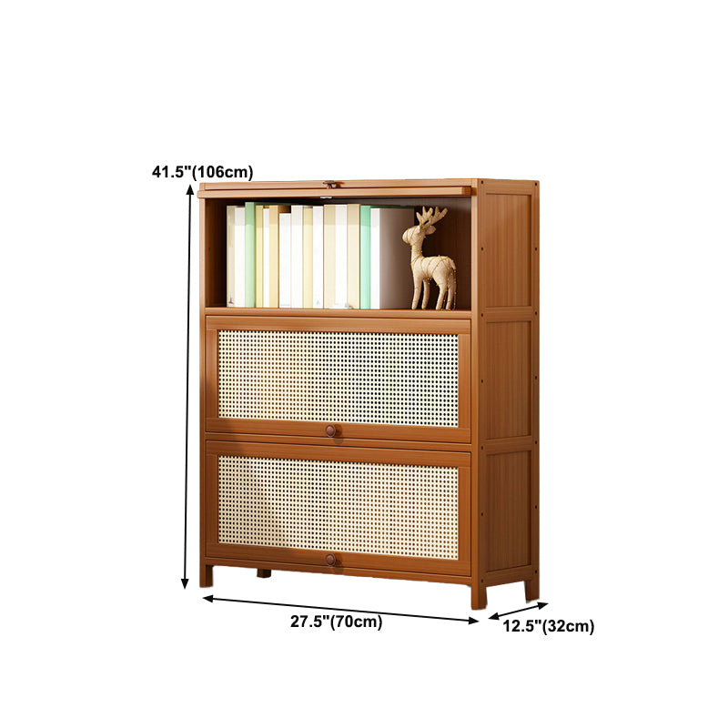12.5" W Bamboo Bookshelf Modern Closed Storage Bookcase for Home Office