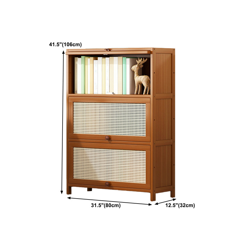 12.5" W Bamboo Bookshelf Modern Closed Storage Bookcase for Home Office