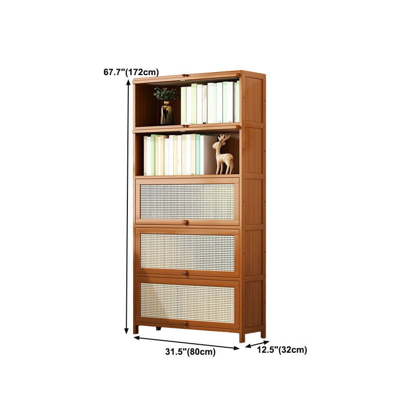 12.5" W Bamboo Bookshelf Modern Closed Storage Bookcase for Home Office