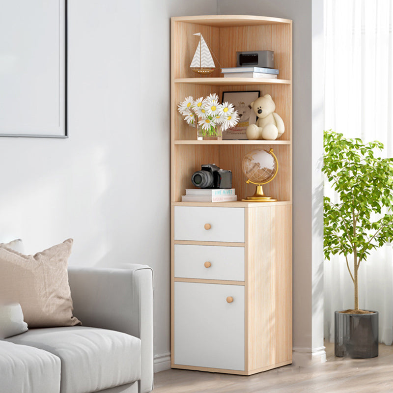 Contemporary Vertical Book Shelf Engineered Wood Closed Back Bookcase