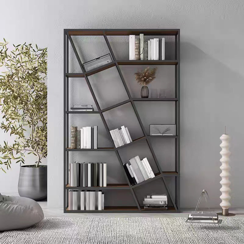 Modern Metal Bookcase Open Shelf Bookshelf for Living Room 70.9" H X 11.8" W