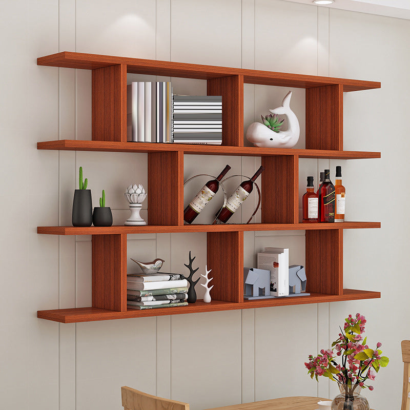Contemporary Engineered Wood Bookcase Wall Mounted Book Shelf for Office