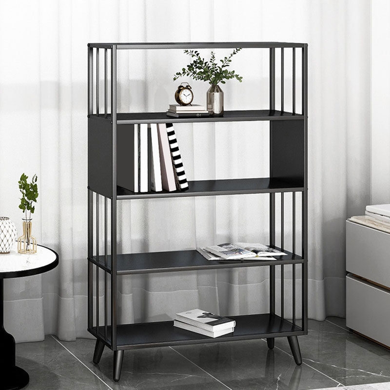 12" W Black Iron Frame Bookshelf Modern Open Storage Bookcase for Home Office