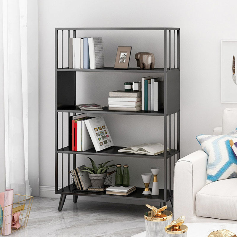 12" W Black Iron Frame Bookshelf Modern Open Storage Bookcase for Home Office