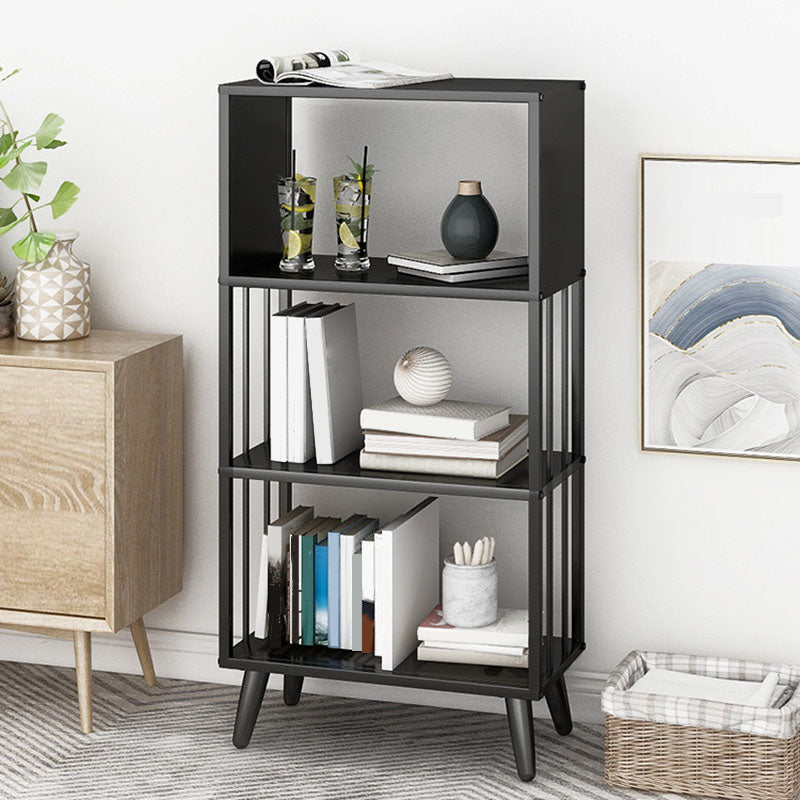 12" W Black Iron Frame Bookshelf Modern Open Storage Bookcase for Home Office