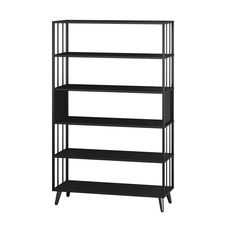 12" W Black Iron Frame Bookshelf Modern Open Storage Bookcase for Home Office