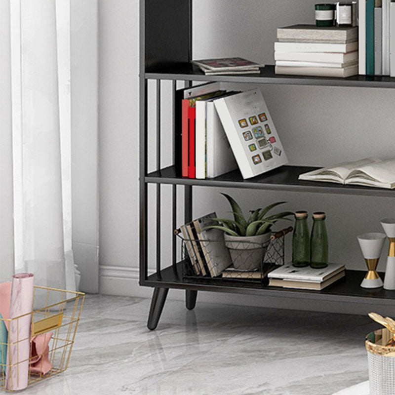 12" W Black Iron Frame Bookshelf Modern Open Storage Bookcase for Home Office