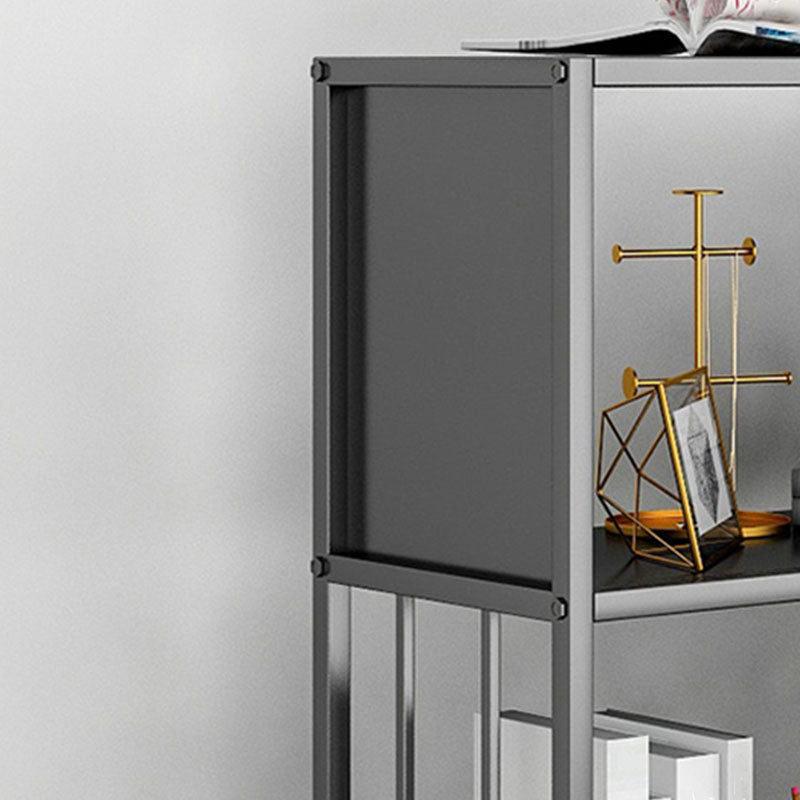 12" W Black Iron Frame Bookshelf Modern Open Storage Bookcase for Home Office