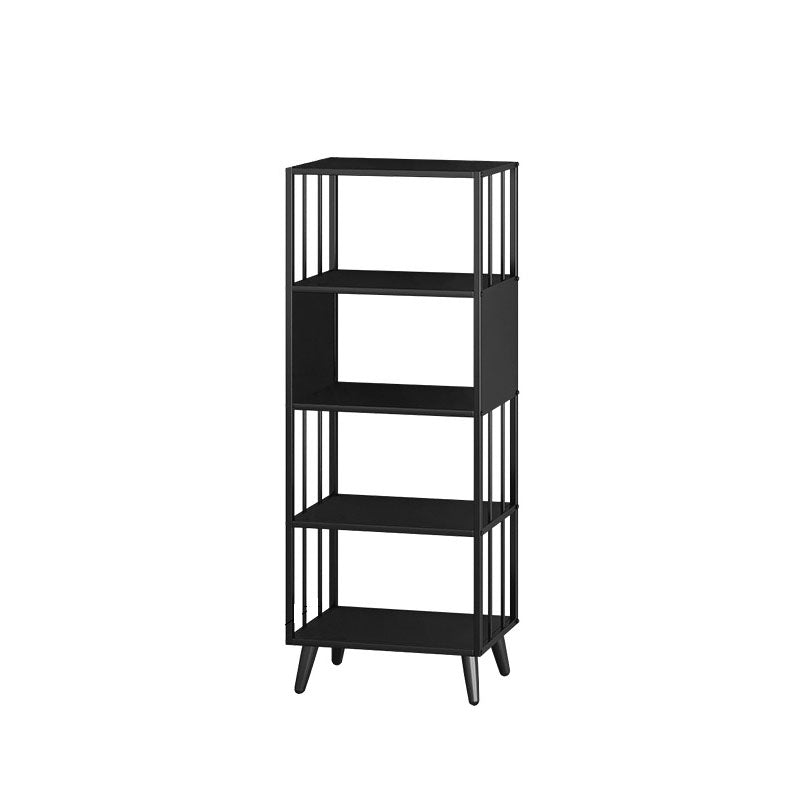 12" W Black Iron Frame Bookshelf Modern Open Storage Bookcase for Home Office